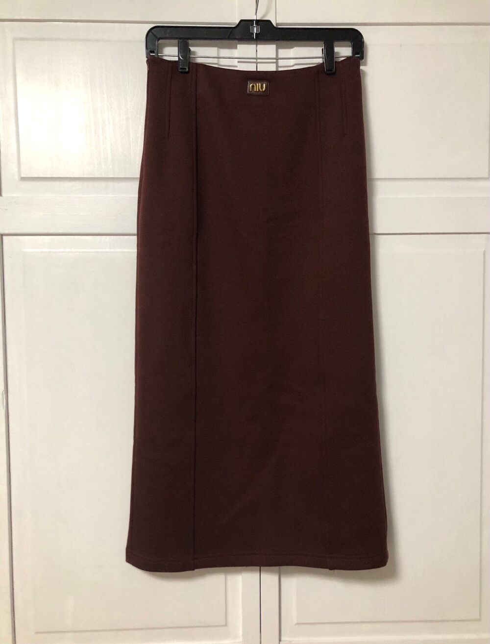 Deep Burgundy Brown Maxi Skirt - Minimalist Pencil Style - Womens Size S